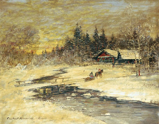 Konstantin Alexeevich Korovin - Traineau passant sur un pont au soleil couchant.webp