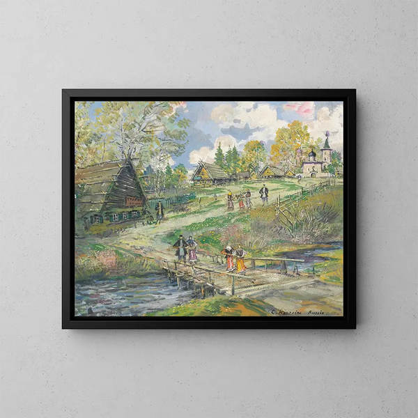 Escena de pueblo - Konstantin Alexeïevitch Korovine — cuadro enmarcado en la pared