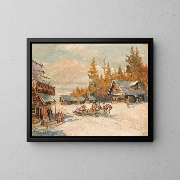 Paseo en trineo de invierno - Konstantin Alexeïevitch Korovine — cuadro enmarcado en la pared