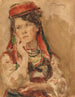 Portrait of a young woman in traditional costume - Konstantin Egorovich Makovsky — artwork view