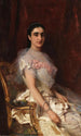 Retrato de una dama elegante con un abanico - Konstantin Egorovich Makovsky — vista de la obra