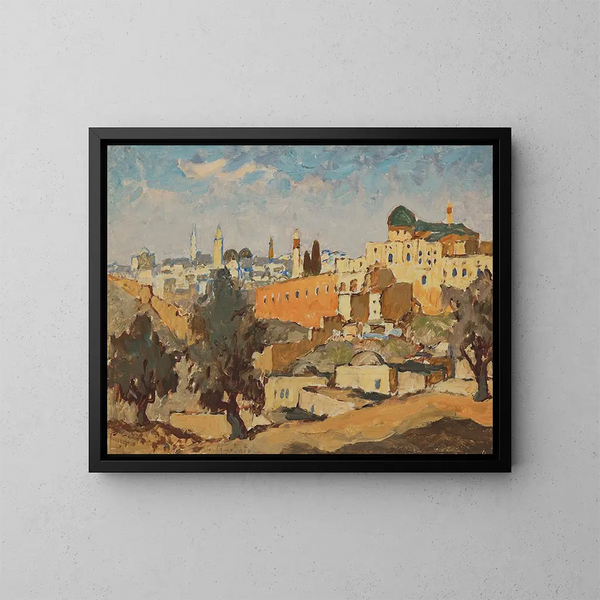 Vista de Jerusalén desde el pueblo de Silwan - Konstantin Ivanovich Gorbatov — cuadro enmarcado en la pared