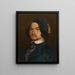Self-portrait with velvet bonnet and golden pompom - Konstantin Kaiser — framed artwork on a wall