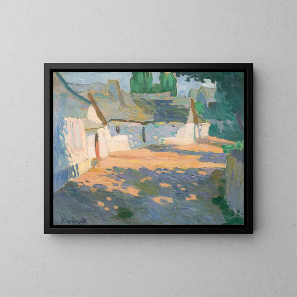 En el patio de la aldea por la mañana - Konstantin Korovin — cuadro enmarcado en la pared