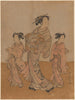 Courtesan and Two for a Woman - Koryusai Isoda — artwork view