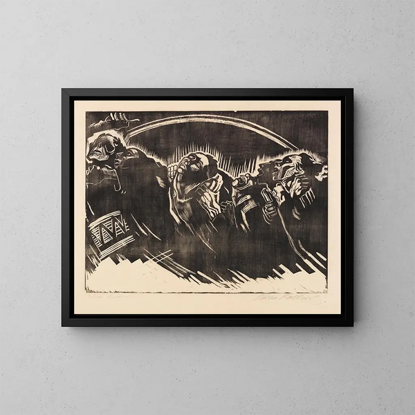 Les volontaires - Käthe Kollwitz — framed artwork on a wall