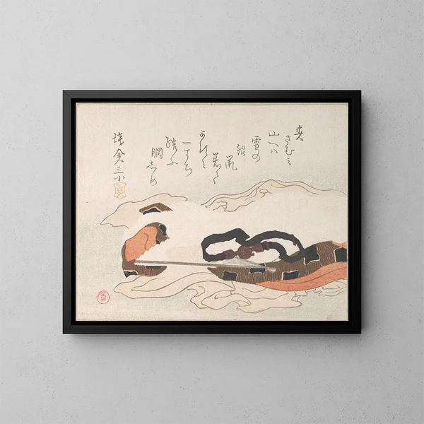 Ceinture y abanico sobre un trozo de tela - Kubo Shunman — cuadro enmarcado en la pared