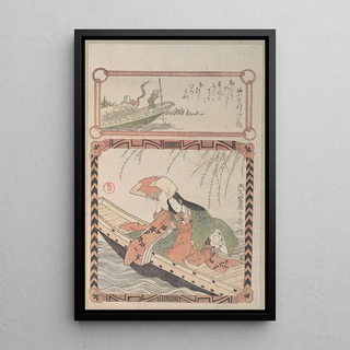 Kubo Shunman - Courtesan in Ancient Costume Seated in a Boat.webp