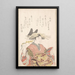 Courtesan with a branch of cherry blossoms - Kubo Shunman — framed artwork on a wall