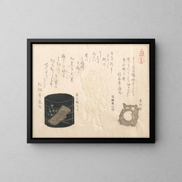 Inrō y netsuke - Kubo Shunman — cuadro enmarcado en la pared