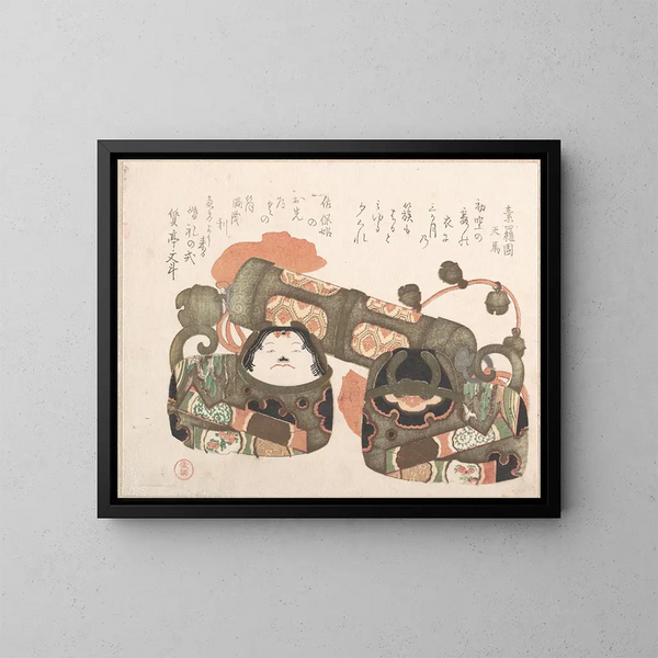 de juguetes en papel maché - Kubo Shunman — cuadro enmarcado en la pared