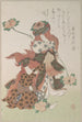 Two dancers performing a shakkymono kabuki dance from the album Surimono de la pluie de printemps Harusame surimonoj vol 3 - Kubo Shunman — artwork view