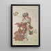 Two dancers performing a shakkymono kabuki dance from the album Surimono de la pluie de printemps Harusame surimonoj vol 3 - Kubo Shunman — framed artwork on a wall