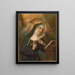 a saint holding a crucifix while an angel places a crown of thorns on her head - Kunstanstalten A. G. — framed artwork on a wall