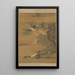 Mandarin ducks and pink cotton hibiscus painting - L. Ji — framed artwork on a wall