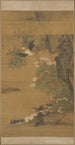 Mandarin ducks and pink cotton hibiscus painting - L. Ji — artwork view