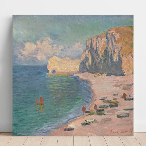 Reproduction of the painting La Plage et la Falaise d'Amont - Claude Monet