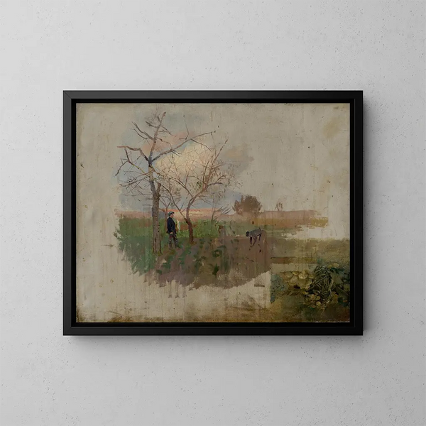 Autumn in an Orchard - Ladislav Mednyánszky — framed artwork on a wall