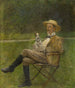 Estudio de un hombre sentado con un perro - Ladislav Mednyánszky — vista de la obra