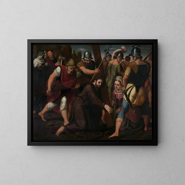 El Portamiento de la cruz - Lambert van Noort — cuadro enmarcado en la pared