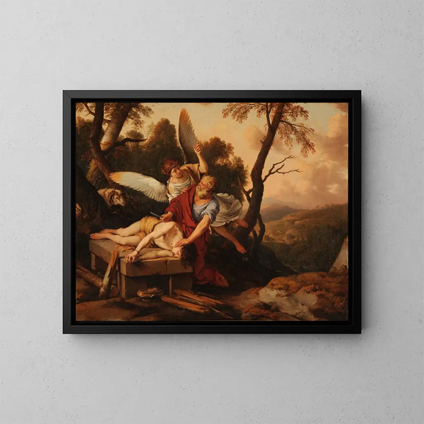 El Sacrificio de Abraham - Laurent de La Hyre — cuadro enmarcado en la pared