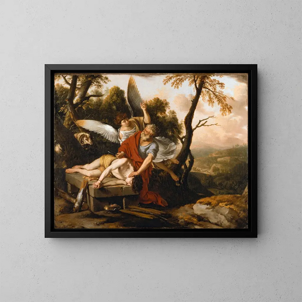 El Sacrificio de Isaac - Laurent de La Hyre — cuadro enmarcado en la pared
