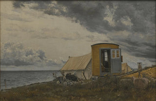 Laurits Andersen Ring - View of a Shore with the Artists Wagon and Tent at En.webp
