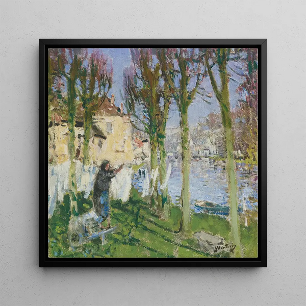 Lavandière tendant son linge - Pierre Eugène Montézin