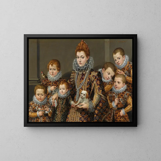 Lavinia Fontana - Portrait Of Bianca Degli Utili Maselli Holding A Dog And Surrounded By Six Of Her Children.webp