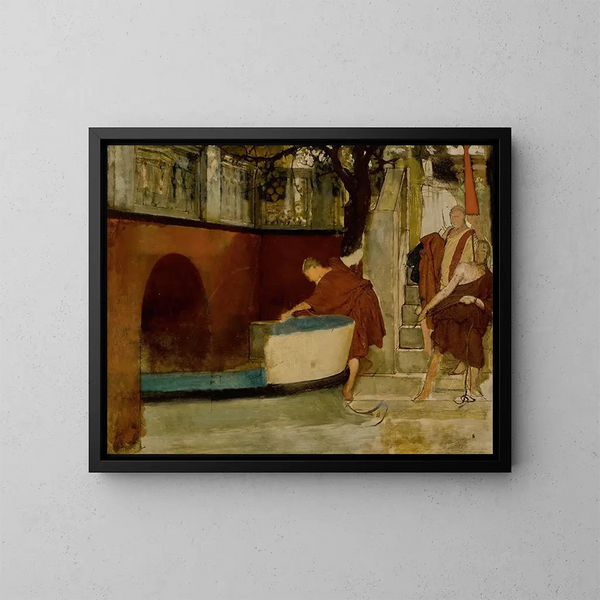 L'Embarquement sur la barge - Lawrence Alma-Tadema — framed artwork on a wall