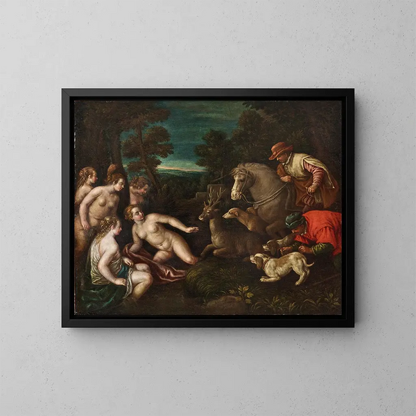Diane y Acteón - Leandro Bassano — cuadro enmarcado en la pared