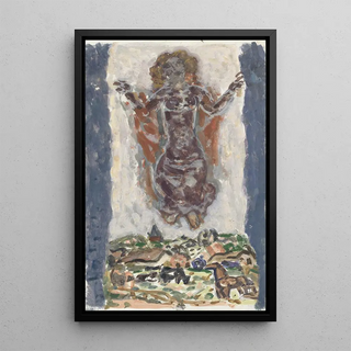 Leo Gestel - Dansende vrouwenfiguur boven een landschap.webp