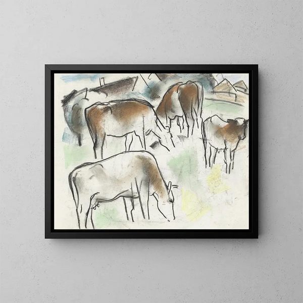 Algunas vacas en un paisaje - Leo Gestel — cuadro enmarcado en la pared