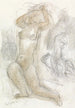 Nude woman painting with hands in her hair, in the background another nude figure - Leo Gestel — artwork view