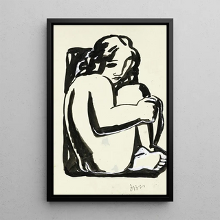 Leo Gestel - Naakte zittende vrouw met opgetrokken knien schets.webp