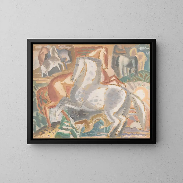 Caballos en el paisaje - Leo Gestel — cuadro enmarcado en la pared