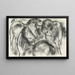 Esquisse de tres caballos - Leo Gestel — cuadro enmarcado en la pared