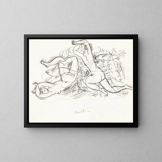 Leo Gestel - Schetsblad met naakt zwemmende vrouwen en vissen.webp