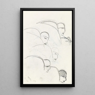 Leo Gestel - Schetsblad met studies voor een omhelsing kus.webp