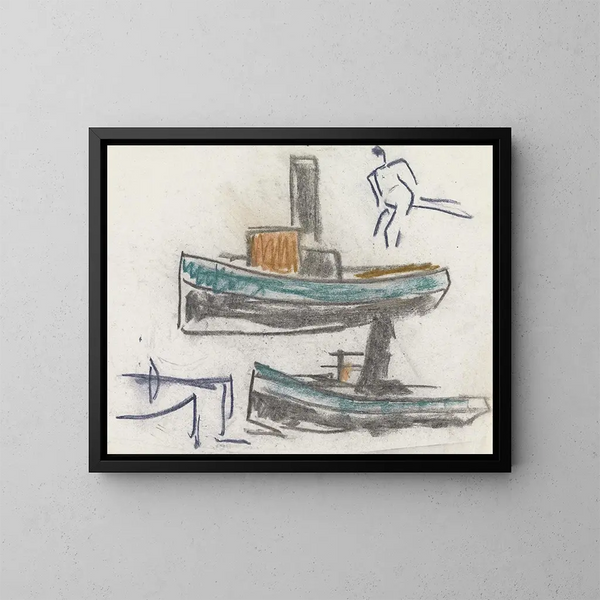 Hoja de estudio con barcos - Leo Gestel — cuadro enmarcado en la pared