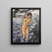 Mujer desnuda de pie bañándose - Leo Putz — cuadro enmarcado en la pared