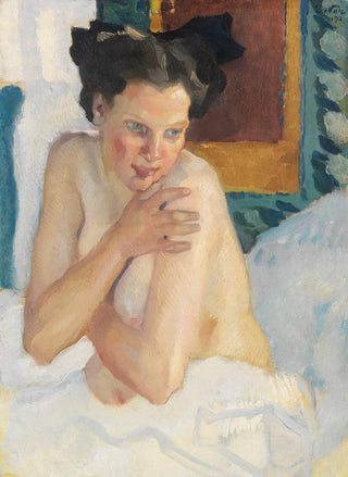 Leo Putz - Erwachen Sitzender Halbakt.webp