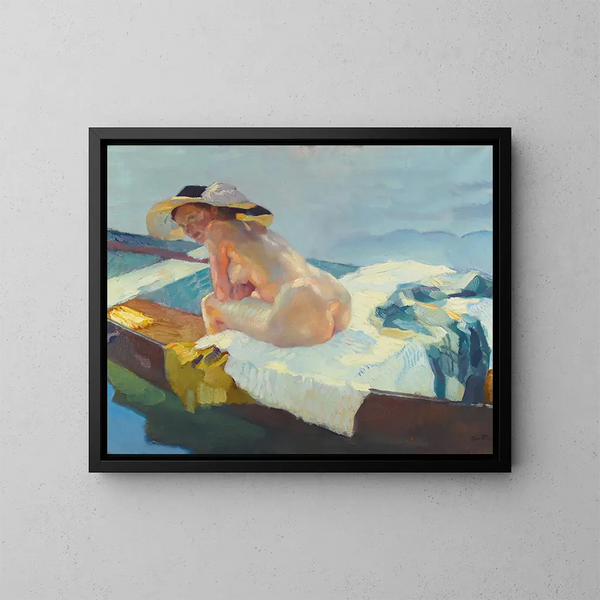 En la canoa - Leo Putz — cuadro enmarcado en la pared