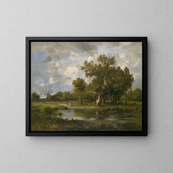 Paisaje de Bach con paseante - Léon Richet — cuadro enmarcado en la pared