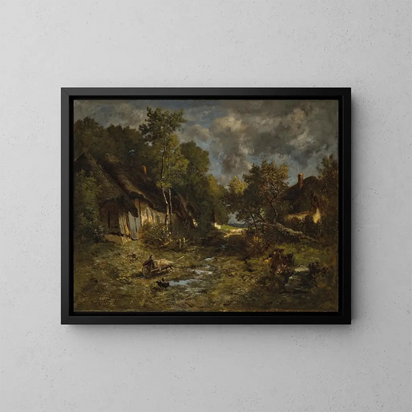 La ferme - Léon Richet — cuadro enmarcado en la pared