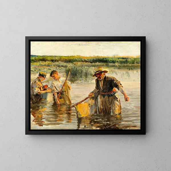 Pescadores - Leon Wyczółkowski — cuadro enmarcado en la pared