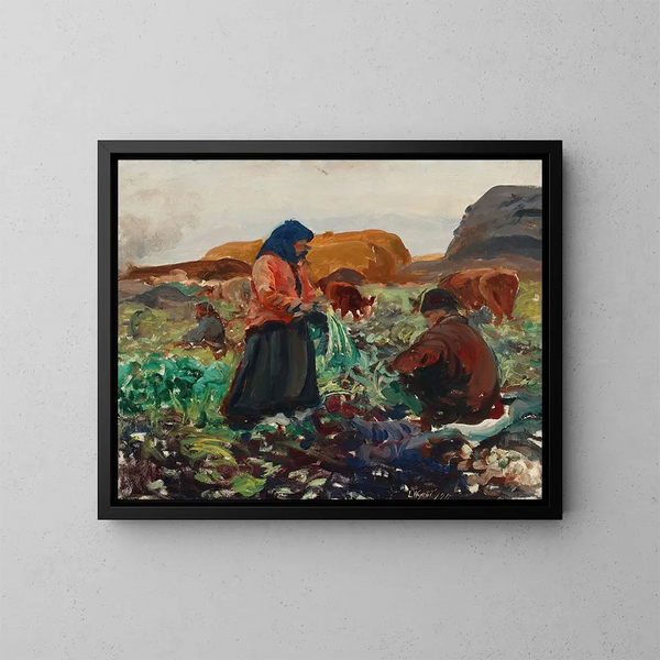 Cosecha de remolachas II - Leon Wyczółkowski — cuadro enmarcado en la pared