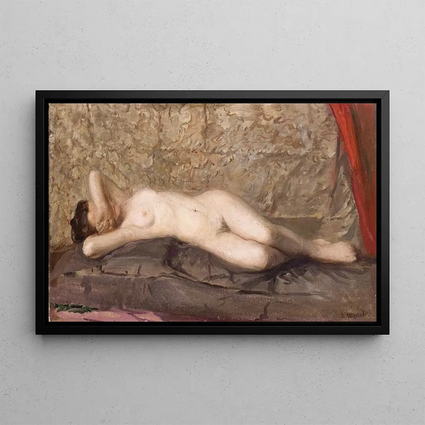 de mujer desnuda tumbada - Leon Wyczółkowski — cuadro enmarcado en la pared