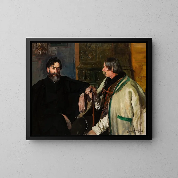 Retrato de Stanisław Witkiewicz con Wojciech Roj - Leon Wyczółkowski — cuadro enmarcado en la pared