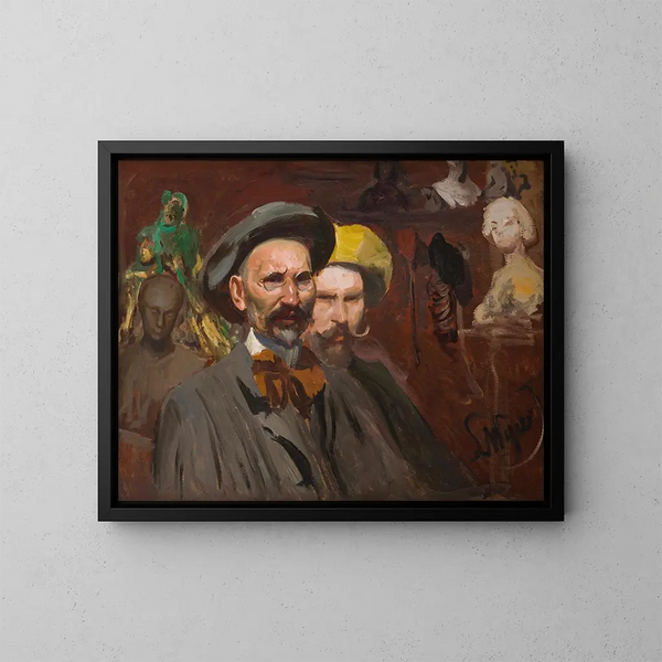 Autorretrato con Konstanty Laszczka - Leon Wyczółkowski — cuadro enmarcado en la pared
